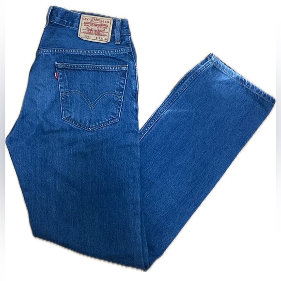 Levi’s Men’s 505 Regular Fit Dark Wash Denim Blue Jeans W33xL34 - Picture 2 of 7